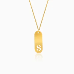 Golden Personalised Alpha Tag Initial Pendant For Him