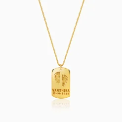 Golden Personalised Baby Foot Print Pendant For Him