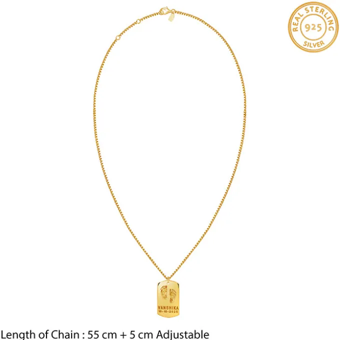 Golden Personalised Baby Foot Print Pendant For Him