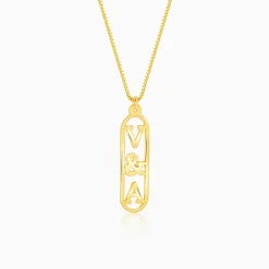 Golden Personalised Bar Initial Pendant For Him