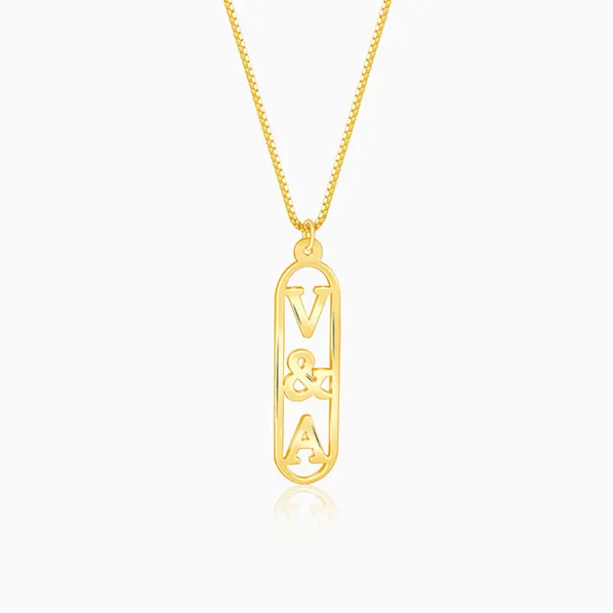 Golden Personalised Bar Initial Pendant For Him
