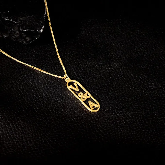 Golden Personalised Bar Initial Pendant For Him