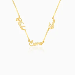 Golden Personalised Bestie Trio Name Necklace