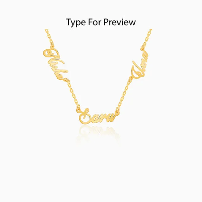 Golden Personalised Bestie Trio Name Necklace