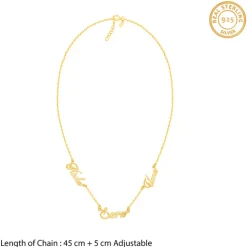 Golden Personalised Bestie Trio Name Necklace