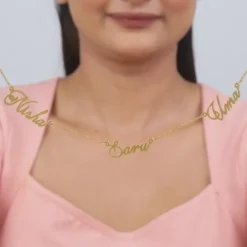 Golden Personalised Bestie Trio Name Necklace