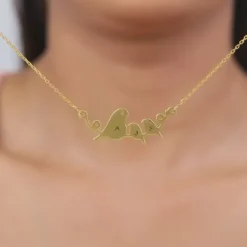 Golden Personalised Birdie Initial Necklace