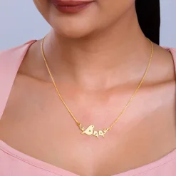 Golden Personalised Birdie Initial Necklace