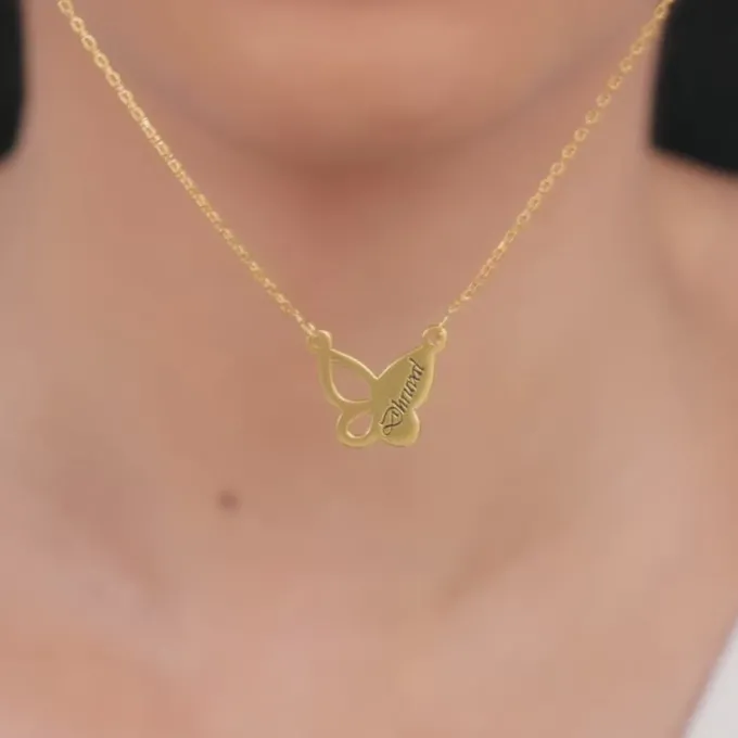 Golden Personalised Butterfly Necklace