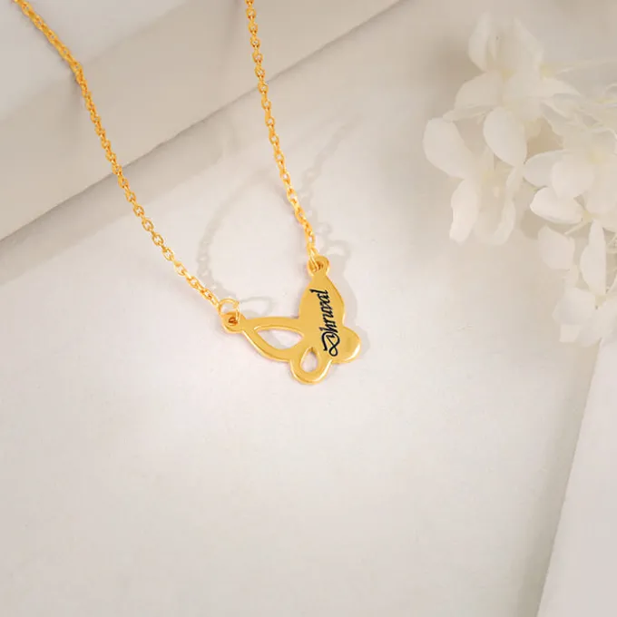 Golden Personalised Butterfly Necklace