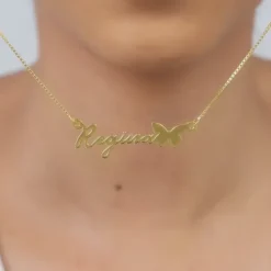 Golden Personalised Butterfly Pendant