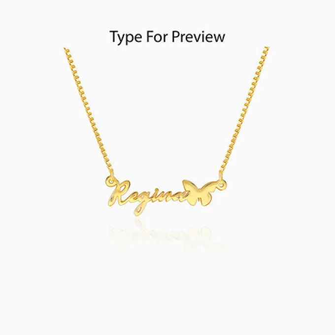 Golden Personalised Butterfly Pendant