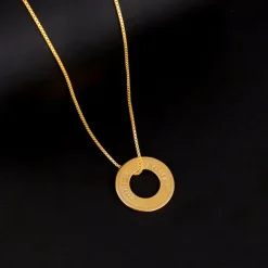 Golden Personalised Circular Pendant For Him