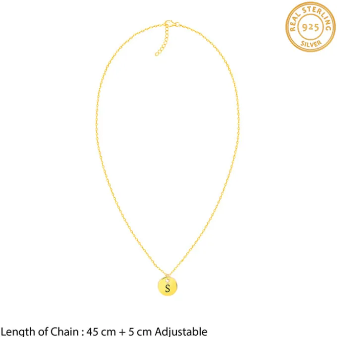 Golden Personalised Classic Initial Pendant with Link Chain