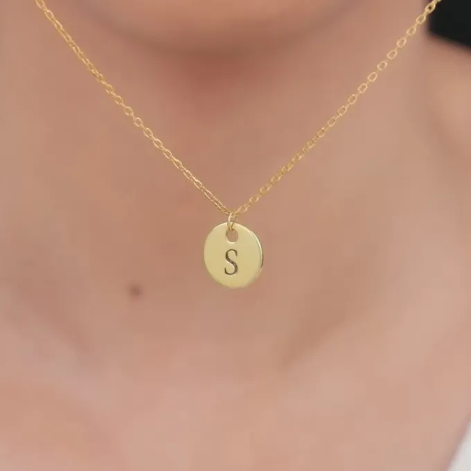 Golden Personalised Classic Initial Pendant with Link Chain