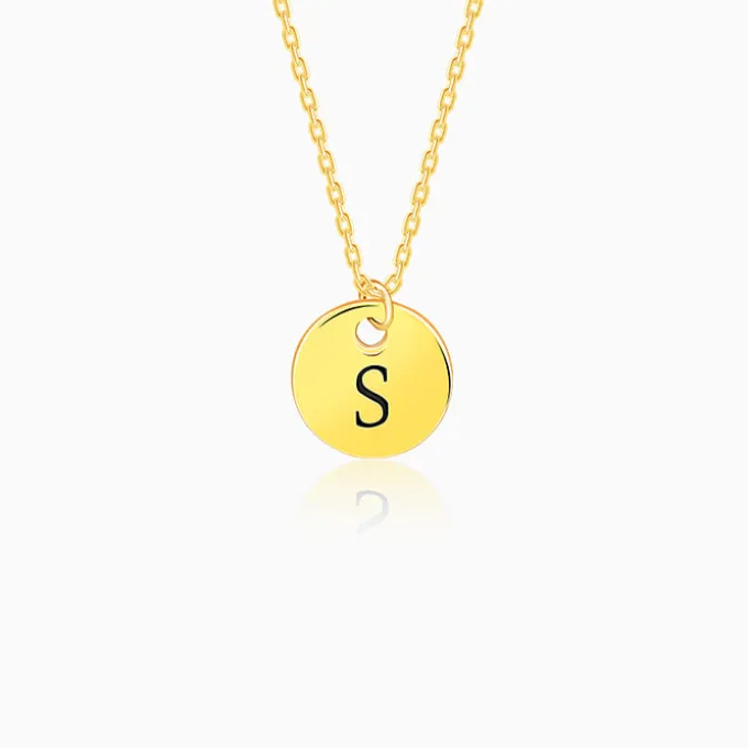 Golden Personalised Classic Initial Pendant with Link Chain