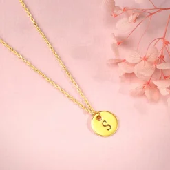 Golden Personalised Classic Initial Pendant with Link Chain