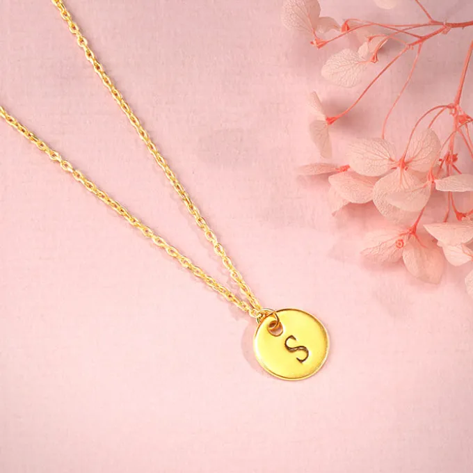 Golden Personalised Classic Initial Pendant with Link Chain