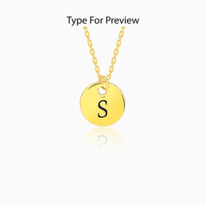 Golden Personalised Classic Initial Pendant with Link Chain
