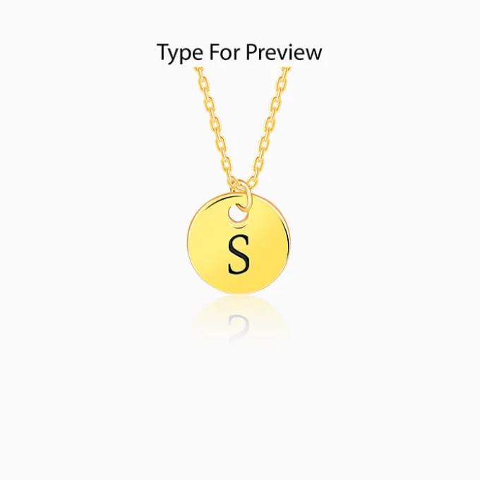 Golden Personalised Classic Initial Pendant with Link Chain