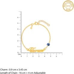 Golden Personalised Classic Evil Eye Bracelet