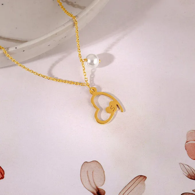 Golden Personalised Classic Heart Necklace