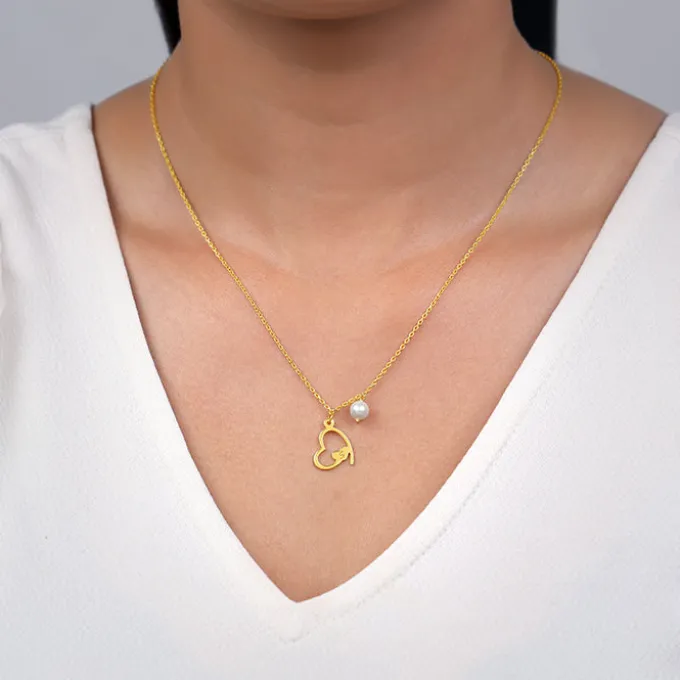 Golden Personalised Classic Heart Necklace