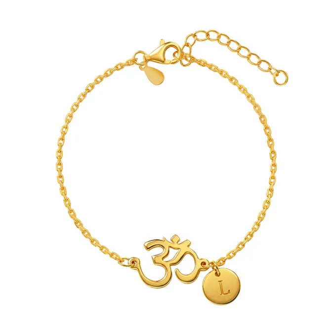 Golden Personalised Classy Om Heartbeat Bracelet
