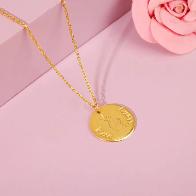 Golden Personalised Coin Pendant