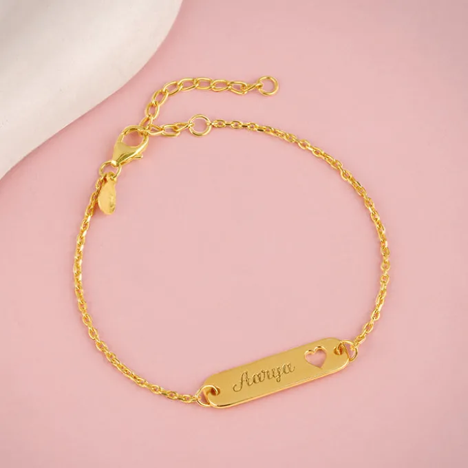 Golden Personalised Cosy Heart Bracelet