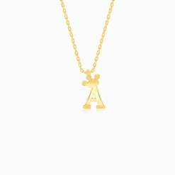 Golden Personalised Crown Initial Pendant