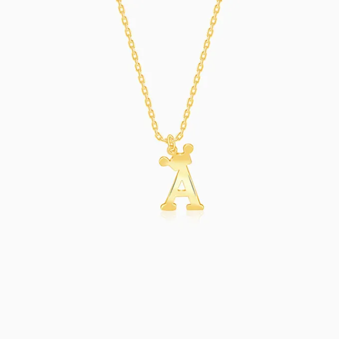 Golden Personalised Crown Initial Pendant