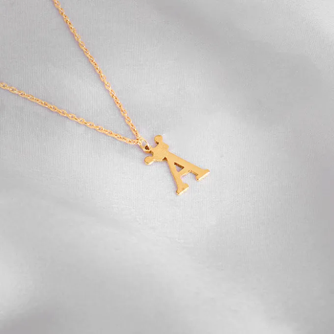 Golden Personalised Crown Initial Pendant