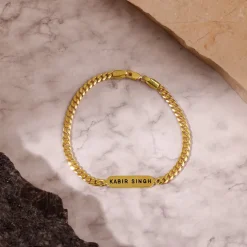 Golden Personalised Cuban Bracelet for Him
