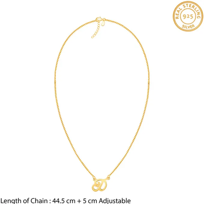 Golden Personalised Cursive Initial Necklace