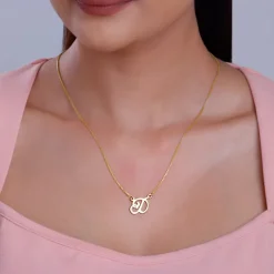 Golden Personalised Cursive Initial Necklace