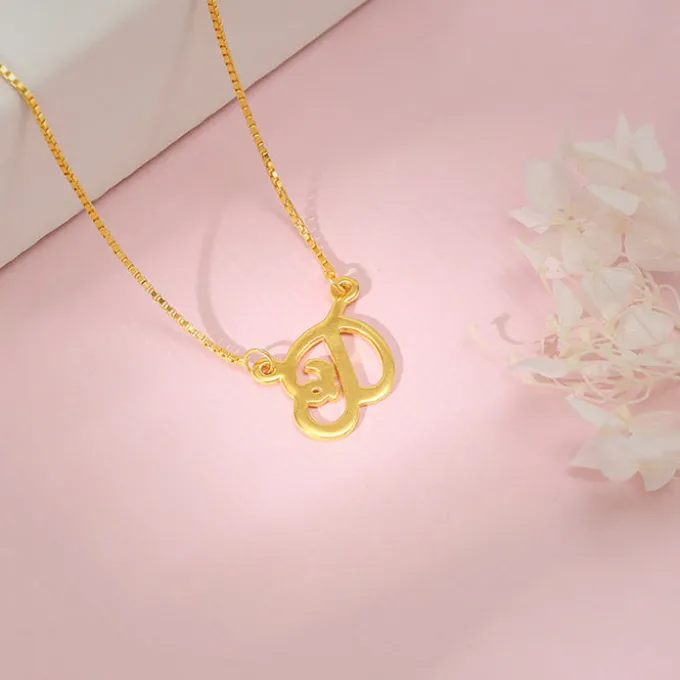 Golden Personalised Cursive Initial Necklace