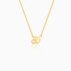 Golden Personalised Cursive Initial Necklace
