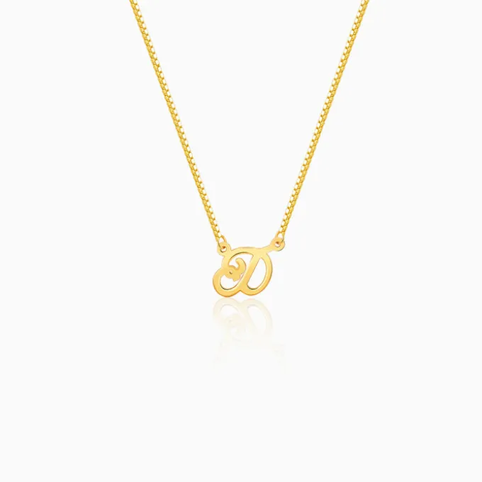 Golden Personalised Cursive Initial Necklace