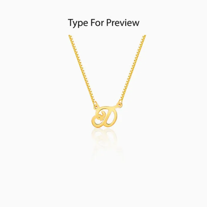 Golden Personalised Cursive Initial Necklace
