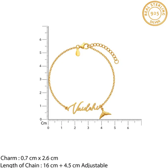 Golden Personalised Cute Mermaid Tail Bracelet