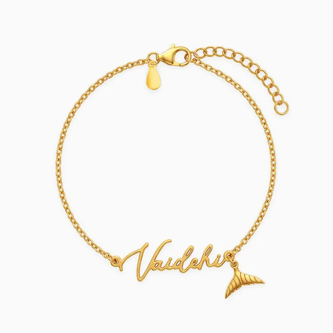 Golden Personalised Cute Mermaid Tail Bracelet