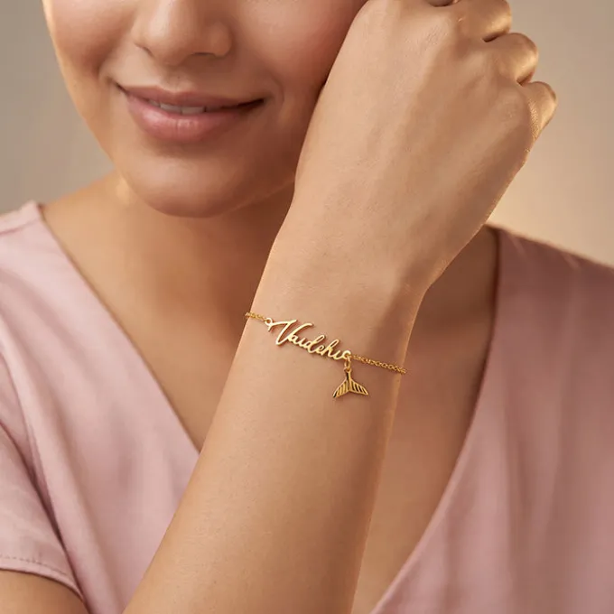 Golden Personalised Cute Mermaid Tail Bracelet