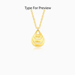 Golden Personalised Dreamy Teardrop Pendant With Link Chain