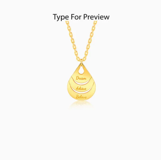 Golden Personalised Dreamy Teardrop Pendant With Link Chain