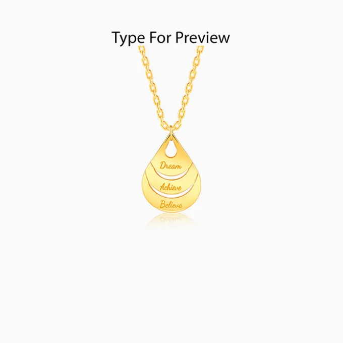 Golden Personalised Dreamy Teardrop Pendant With Link Chain