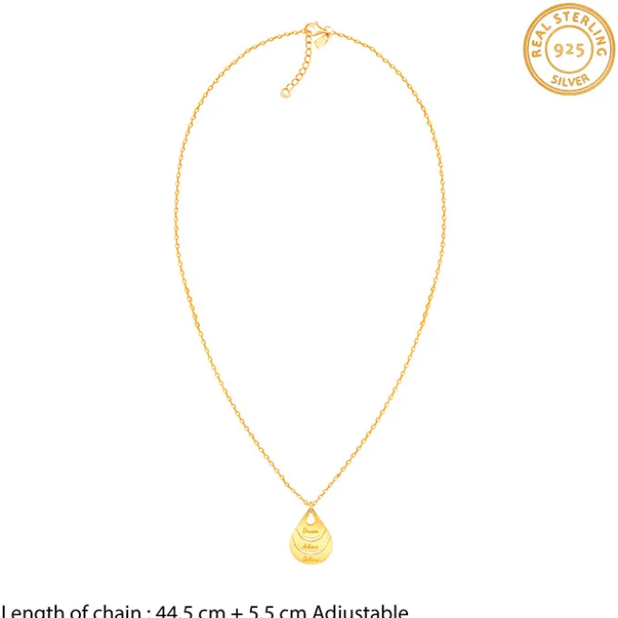 Golden Personalised Dreamy Teardrop Pendant With Link Chain