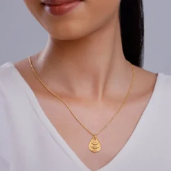 Golden Personalised Dreamy Teardrop Pendant With Link Chain