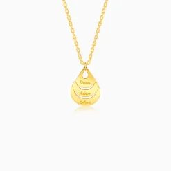 Golden Personalised Dreamy Teardrop Pendant With Link Chain
