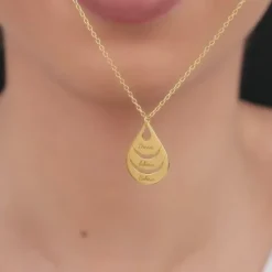 Golden Personalised Dreamy Teardrop Pendant With Link Chain